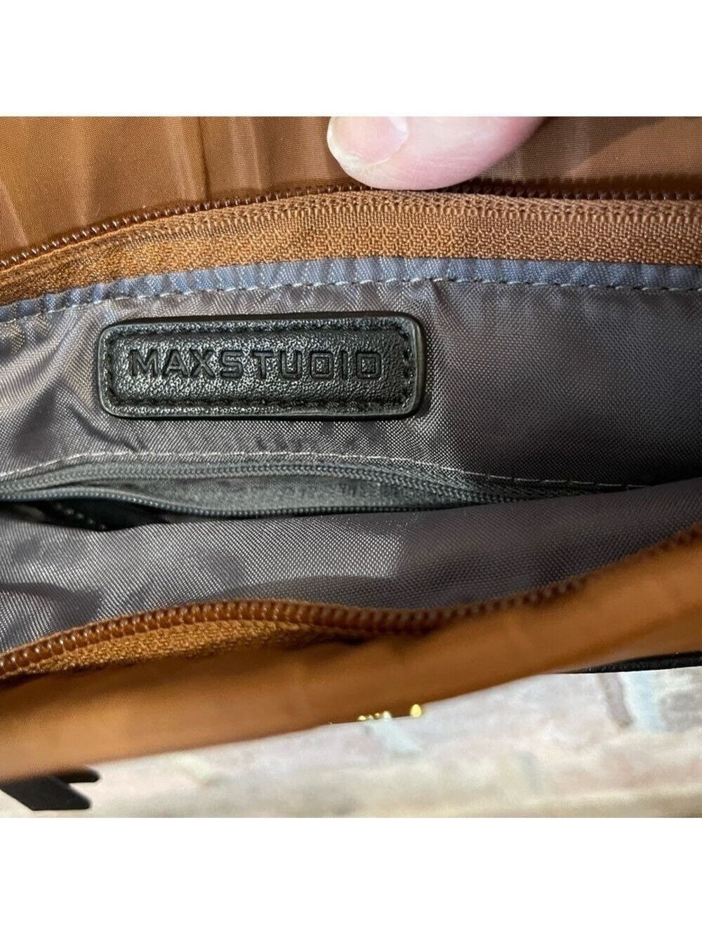 Max Studio Brown and Black Crossbody Bag with Adjustable Strap - Picture 7 of 9